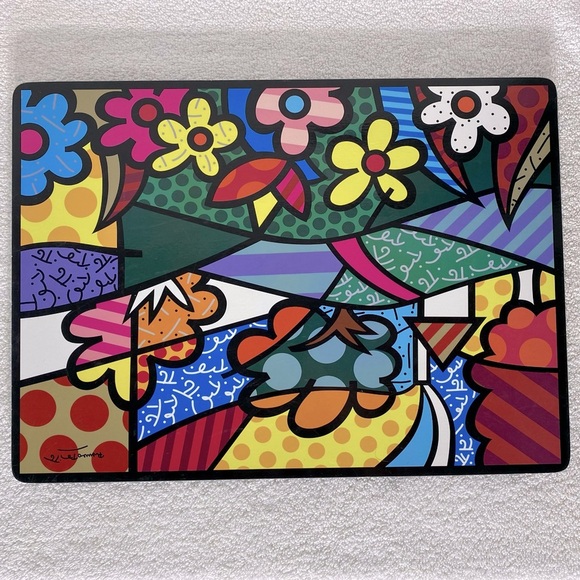 Colorful Romero Britto Abstract Art Placemats x4 - Picture 4 of 13